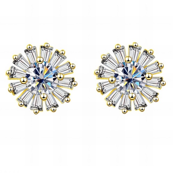 18K GOLD PLATED BRASS "FLOWERS" EARRINGS - Picture 1 of 3